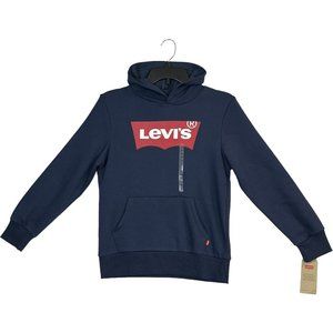 Levis Youth Boys Fleece Pullover Hoodie Size S-L (10-13 years) Navy Blue